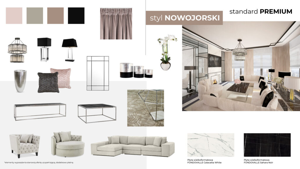Moodboard styl nowojorski - antresola w stylu nowojorskim