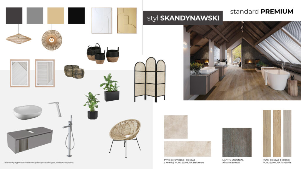 Antresola w stylu skandynawskim - moodboard.